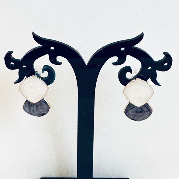 Ivory and Gray Stud Earrings - Picture 1 of 1